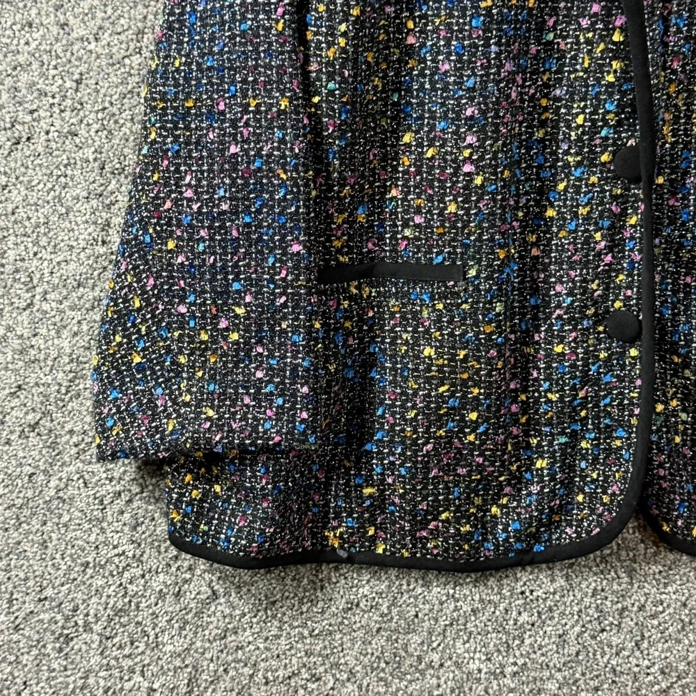 Susan Graver Style Multi Color Confetti Tweed Blazer Metallic Trim 3X Womens